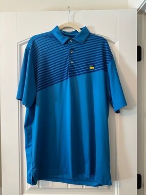 Masters Tech Men's Blue Striped Polo